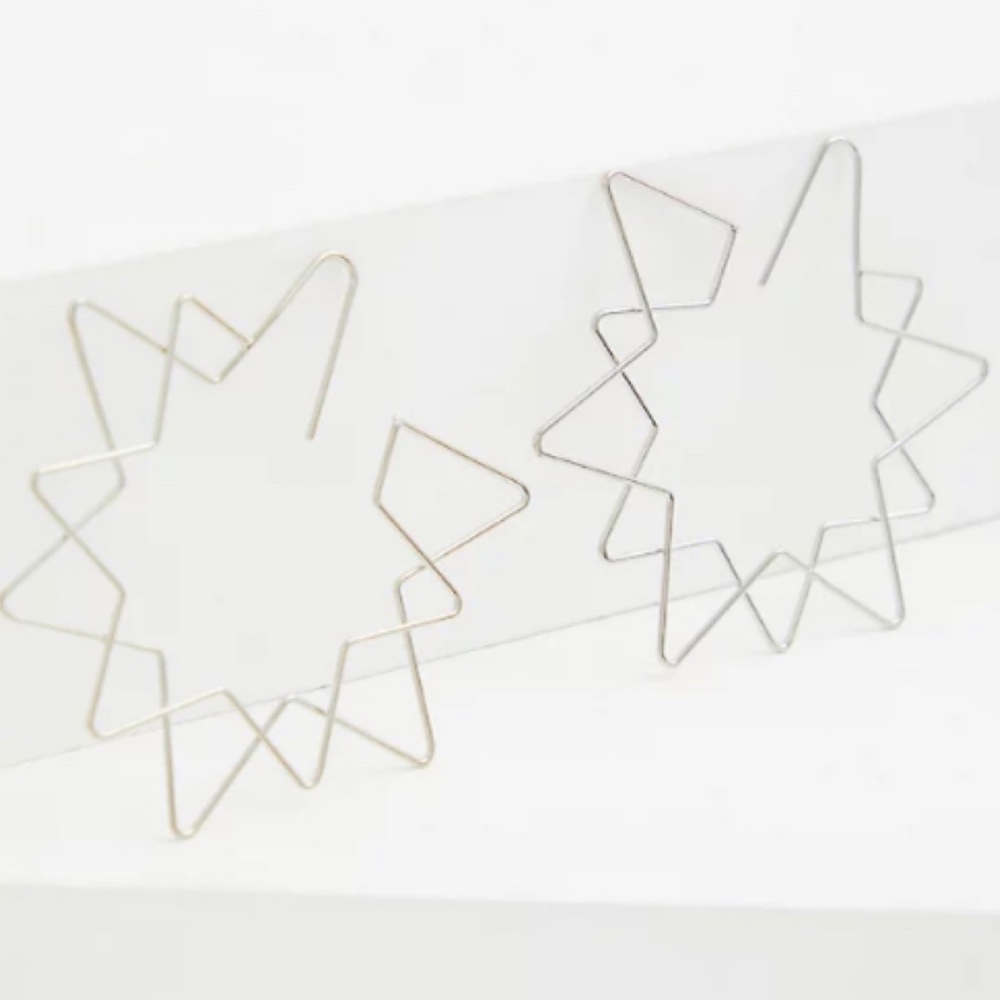 🆕Torrid Silver-Tone Double Star Hoop Earrings NWT